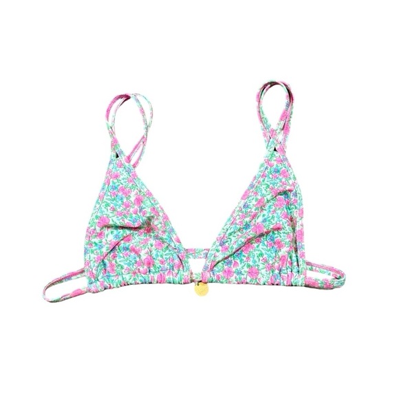 Lounge x Kulani Kinis Halter Bralette String Bikini Top in Sweet Pea Floral - Picture 7 of 16